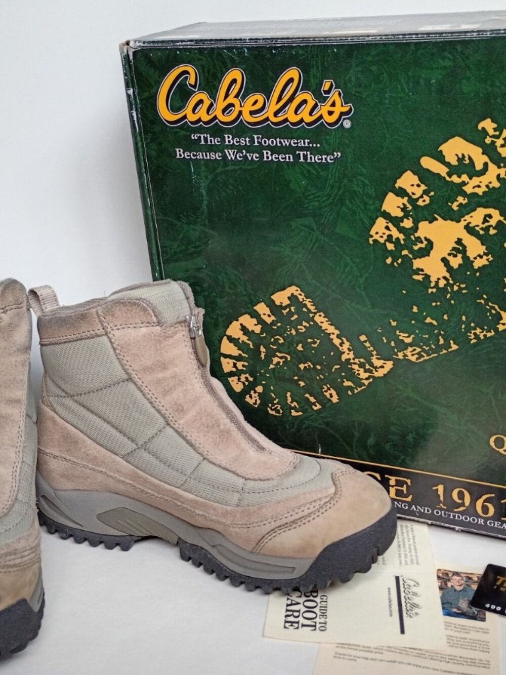 Cabela's Women's Tan Brown Leather Snow Runner Zipper Ankle Boots Shoes 8M EUC